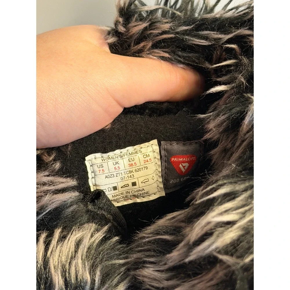 The North Face Snow Boots Black Waterproof Primaloft Faux Fur‎ Winter Womens 7.5